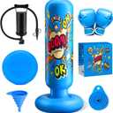Inflatable Punching Bag for Kids 3-12, Boxing Equipment for Kids and Adults, Christmas, Birthday Gifts, Punching Bag Practice Karate, Taekwondo (Blue)