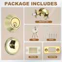 MECCANIXITY Keyed Alike Single Cylinder Deadbolt Door Lock Round Entry Front Door Handle Sets for Door Thickness 1.2-2 Inch (Gold Tone, Pack of 2)