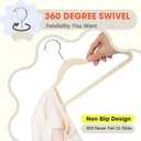 Kids Hangers 50 Pack,14 Inch Kids Velvet Hangers Slim & Space-Saving,Baby Clothes Hangers with 360 Swivel Hook,Heavy Duty Hanger for Infant & Childrens Coats, Pants,and Dress(Beige)