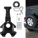 Spare Tire Holder Mounting Bracket Tire Carrier for Jeep Wrangler JK 07-18 with 3rd Third Brake Light Accessories 55397217AJ 68048581AA Aluminum Alloy Bracket (Smoke Lens)