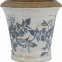 A&B Home White Ceramic Planter with Floral Pattern, Indoor Outdoor Round Plant Pot, Farmhouse Accent Planter, 5.3" x 5.3" x 5", Pack of 2