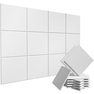 15 Pack Sound Proof Foam Panels for Walls, White Acoustic Panels 12" x 12" x 0.35" High Density Sound Absorbing Tiles, Noise Reduction Foam for Home Studio, Office, Gaming Room & Theater