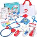 Liberry Doctor Kit for Toddlers 3-5, 20 Pieces Medical Kit with Stethoscope, Reusable Record Cards, Bag, Pretend Play Toy Doctor Set for Kids, Gift for 3 4 5 Years Boys Girls
