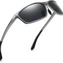 SUNGAIT Sunglasses Men Polarized Rectangle: Sports Sun Glasses UV Protection  Cool Shades for Driving Running Fishing Golf (Gunmetal/Grey)