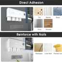 Bathroom Toothbrush Holder Wall Mounted with Automatic Toothpaste Dispenser - 5 Toothbrush Slots, 2 Drawers, No Drilling Bathroom Organizer for Toothbrushes, Toothpaste, Cosmetics, Razors - White