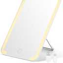 OMIRO Lighted Travel Makeup Mirror, 8 x 5 inches Desk Mirror with Foldable Stand and 3 Lighting Modes for Shaving and Travelling, White