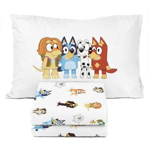 Sunny Side Up Bluey & Friends Twin Sheet Set - 3 Piece Kids Bedding Set Includes Pillow Cover - Super Soft Microfiber Sheets