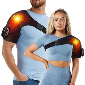 Heated Shoulder Wrap with Massage, Shoulder Heating Pad for Rotator Cuff Frozen Shoulder, Cordless Shoulder Heating Pads Shoulder Massager with Heat