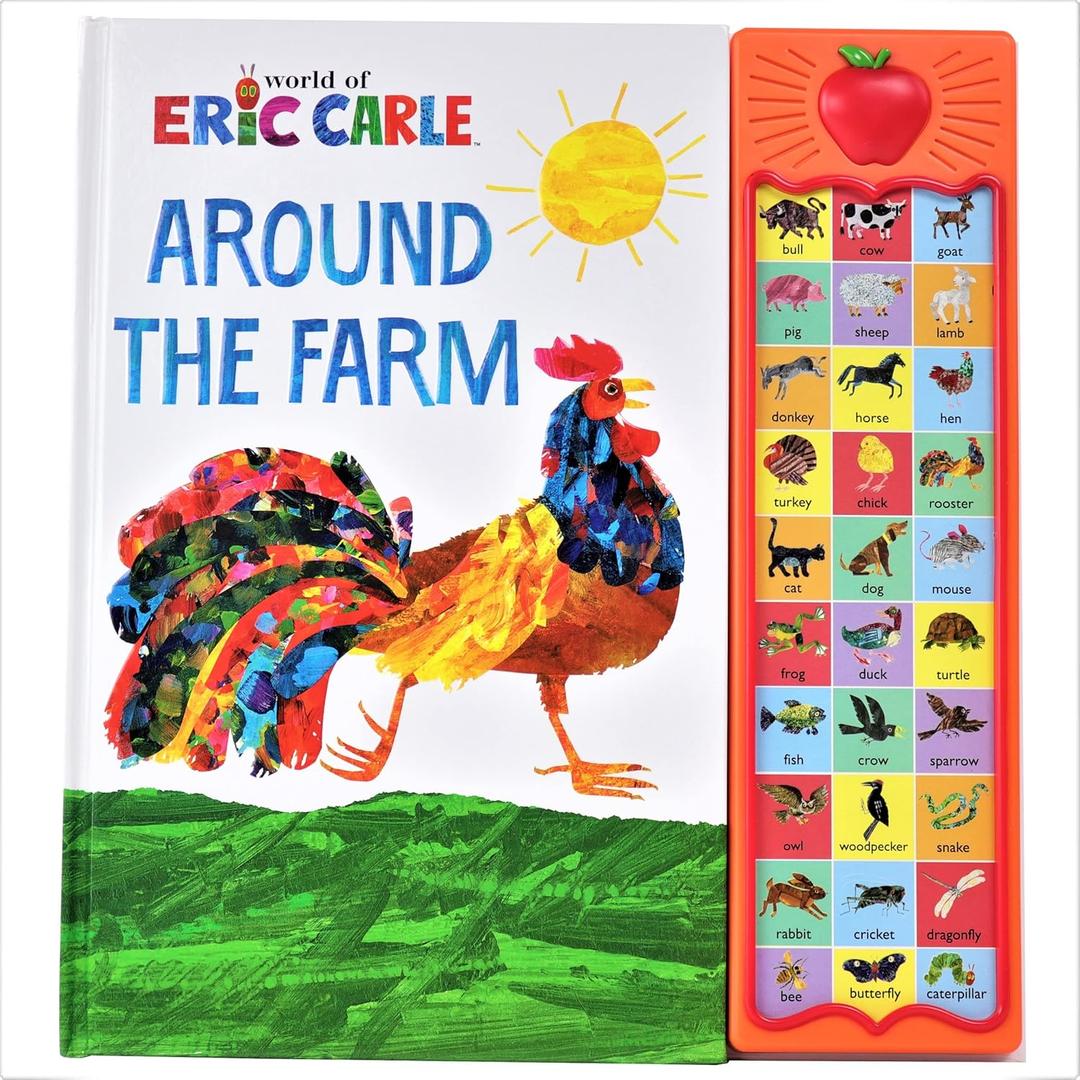 World of Eric Carle, Around the Farm 30-Button Animal Sound Book - Great for First Words - PI Kids (Hardcover)