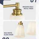kudos 4-Light Brushed Gold Vanity Light, Milk White Glass Shade