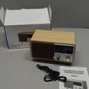 Retro Bluetooth Speaker Clock Radio with Fabric Grille&Wood Finish, Vintage FM Radio with Dual Alarm, Dimmable LED Display for Bedroom Nightstand, Office Desk, Loud Sound, Rechargeable, Knob Control, TF&AUX