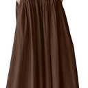 Milumia Women's Pleated Flowy Long Skirts High Waist Maxi Skirt with Pocket (Brown, M)