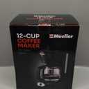 Mueller 12-Cup Drip Coffee Maker - Borosilicate Carafe, Auto-Off, Reusable Filter, Anti-Drip, Keep-Warm Function, Clear Water Level Window Coffee Machine, Kitchen Essentials & Accessories (Black)