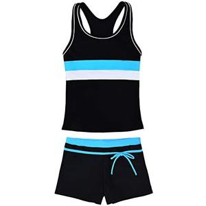 JerrisApparel Little Girls' Summer Two Piece Boyshort Tankini Kids Swimsuit 2 XL