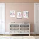 HOMEOART Leaf Print Canvas Wall Art Pink and Grey Botanical Plant Leaves Painting Rustic Bathroom Decor Pictures Framed Ready to Hang 12"x16"x3 Panels