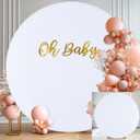 Gallety 7.2 FT White Round Backdrop Cover for 5 to 7.2ft Circle Stand - Adjustable Polyester Arch Backdrop Cover for Wedding Arch Birthday Party Photography Decoration