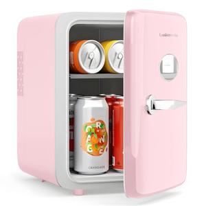 CUTIEWORLD Skincare Fridge  4L Makeup Fridge for Refrigerating Makeup, Skincare and Food, Mini Fridge for Bedroom, Office and Car, Cooler and Warmer, Beverage Cooler, Leather Pink