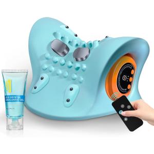 Neck Massager 2025, Neck Stretcher Cervical Traction with Heat, 3 Modes, Portable Massage Neck Hump Corrector for Pain Relief and Muscle Relax, 26 Angle Cervical Traction Device (Blue)
