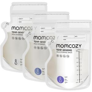 Momcozy Easy Pour Breastmilk Storage Bag, 8Oz, Temp-Sensing Color Change, 120 Count Milk Bag with Self Standing for Breastfeeding, No Leak Presterilized for Freezer, Recyclable & BPA Free