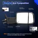 ECCPP Towing Mirrors Tow Mirrors With 1998-2002 For Dodge For Ram/For Ram Truck Power Control Heated Turn Signal Black Manual Folding And Flip Up Lh Rh Pickup Truck