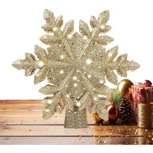 Christmas Tree Star Lighted Tree Topper for Seasonal Decoration with LED Glow ABS Construction with 450G Construction Great for Apartments Churches Group Events (Golden Snowflake Style)
