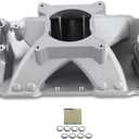 52031 air-gap Intake Manifold Aluminum Single Plane Compatible with SBC Small Block Chevy 305 350 400 1955-1995 3000-7500 RPM, A-2031 Silver
