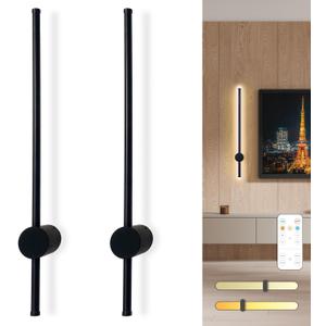 Battery Operated Wall Sconces Set of Two, USB Rechargeable Wall Lights with Remote Control, Dimmable Wireless Wall Lamp, 3 Color Mood Light for Hallway Living Room Bedroom
