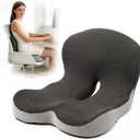 Orthopedic Seat Cushion, L-Shaped Ergonomic Memory Foam Back & Seat Support, Non-Slip Breathable Washable Cover, for Office Chair, Car, Wheelchair, Gaming Seat