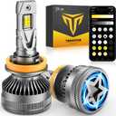 Latest H11 Smart LED Light Bulbs, 0-90,000LM 15X Variable insane Brightness, 3000K-6500K Variable, App Control One-touch Driving Mode Switching for Bluetooth H8/H9/H16 Fog Lights, Pack of 2