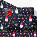 3 x GIOLNIAY Gnome Christmas Wrapping Paper for Men Women Kids - Navy Blue Xmas Gift Wrap with Gnome & Merry Christmas Text - 4 Jumbo Sheets, 2840 Each, Easy to Store