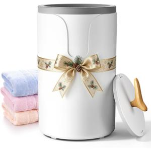 20L Towel Warmer for Bathroom, Large Towel Warmers, Auto Shut Off with 30/60/90 Mins Timer, Towel Warmer Bucket Fits Up to Two 40"X70" Oversized Towels, Bathrobes, Blankets, Gift for Family (White& Gray)