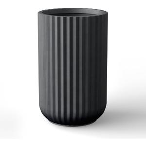 Kante Tall Fulted Planter, 17.7 Inch Tall Round Concrete Plant Pots with Drainage Hole and Rubber Plug, Modern Decor for Indoor Outdoor Plants, Flower, Black