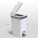 Small Bathroom Trash Can with Lid Soft Close, 10 Liter/2.6 Gallon Slim Garbage Can-Metal Step and Press top Lid, Mini Modern Waste Basket for Toilet, Office, Bedroom,Dorm,Grayish-White