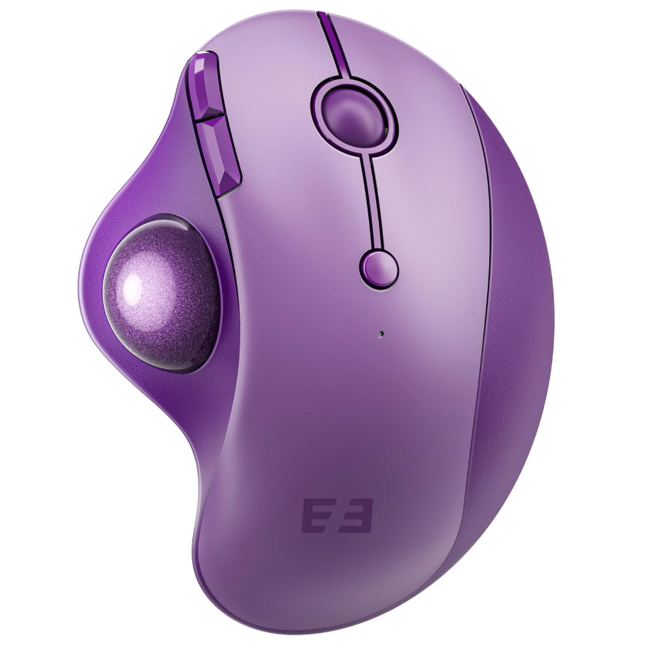 seenda Wireless Trackball Mouse, Bluetooth  Ergonomic Rollerball Mouse Rechargeable, 3 Device Connection Optical Mice Adjustable DPI Thumb Control Mice Compatible for Mac/Android/Windows  Purple