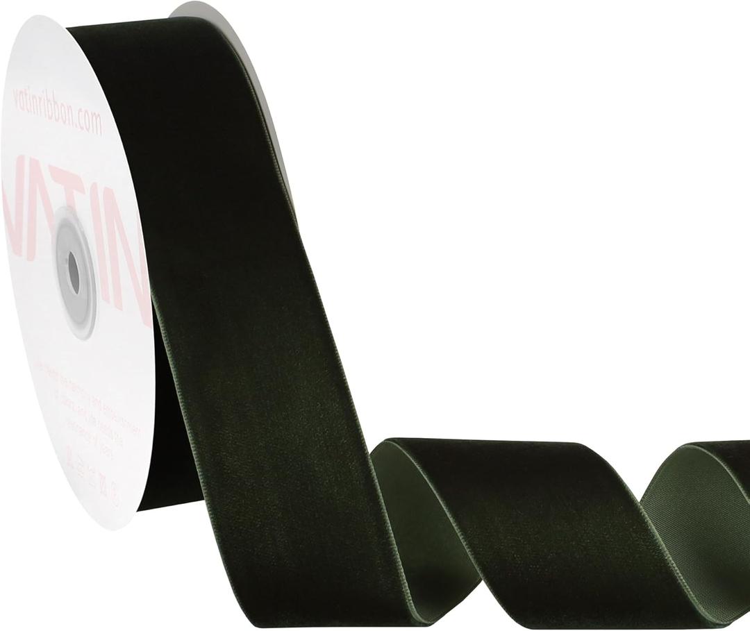 VATIN Valentine's Day Emerald Green Velvet Ribbon 1-1/2" Green Premium Plush Velvet Woven Edge Ribbon for Christmas Tree,Gift Wrapping,Flower Bouquet,Wreath Decorations,Bow Making- 10 Yards