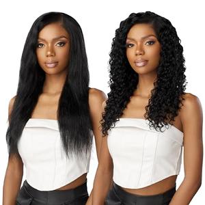 Sensationnel Empire Multi Weave Hair - Wet and Wavy Deep Human Hair 3 Bundle Layered Lengths (10 12 14 inch, 1B OFFBLACK)