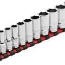 CASOMAN 11PCS 3/8" Drive 6 Pt. Mid-Length Socket Set, SAE, Mirror Chrome Finish, 1/4", 5/16", 3/8", 7/16", 1/2", 9/16", 5/8", 11/16", 3/4", 13/16", 7/8"