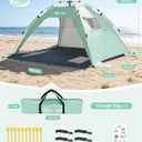 Glymnis Pop Up Beach Tent Sun Shade Shelter for 3-4 Person with UPF 50+, Lightweight & Easy Setup, Vent Windows & Zippered Door, Extended Floor Family Instant Beach Tent, 84.6 x 66.9 x 45.2"