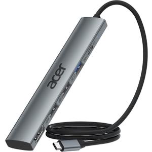 Acer USB C Hub 5 in 1 with 4K HDMI, 100W Power Delivery, 3 USB A Data Ports, USB C to HDMI Multiport Adapter for Laptop, PC, Tablet, MacBook Pro/Air, iPad Air/Pro, iMac, iPhone 15/16 Pro/Pro Max (2ft)
