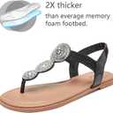 Luoika Women's Wide Width Flat Sandals, Flip Flop Thong Sandals Strappy Rhinestone Comfortable Summer Beach Shoes for Women.813 Black 7XW