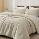 PHF Ultra Soft Waffle Comforter Set 3 Pieces Queen, Linen