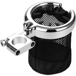 Motorcycle Drink Holder 1.25'' Handlebar Universal Cup Holder Handlebars Mount Cupholder with 360 Swivel Ball-Mount Large Basket Metal Holders Fit for Harley Davidson Touring Softail Sportster Dyna