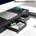 meatanty 3 In 1 Monitor Stand Riser with 2 Drawers,1 Wireless Charging Module and 4 USB Ports,Metal Computer Stand Support Transfer Data & Charging,Desk Organizer for PC,iMac (21 inches)