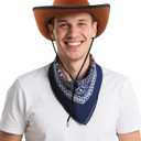 ROC PARTY Western Cowboy & Cowgirl Felt Hat with 3 Pcs Bandanas - Wild West Costume Accessory Set for Halloween & Dress-Up
