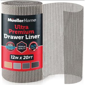 Shelf Drawer and Cabinet Liner, Durable with Strong Grip, 17.5 in x 20 FT, Non Adhesive Liners Protect Kitchen Cabinets and Cupboard, Bathroom Drawers and Shelves, Desks, Light Gray