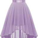 BeryLove Summer Wedding Guest Formal Cocktail Dresses Sequin Prom Party Lace High Low Bridesmaid Elegant Dress (Purple, L)