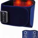 Cordless Back Massager Belt - FSA-HSA Eligible Red Light Therapy Massage Belt with 5 Heating Levels,3 Vibration Modes, Lower Back Massager for Pain Relief Deep Tissue,4 Motors,Battery-Powered (Blue)