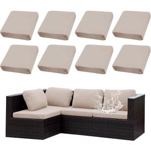 Outdoor Cushion Covers Set,8PCS Patio Furniture Couch Seat Slipcovers, Replacement for Sofa Sectional Chair(CoverOnly) (Beige)