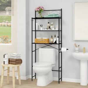 MallBoo Over The Toilet Storage Rack,Metal 3-Tier Over Toilet Organizer Shelf,Freestanding Above Toilet Shelf for Bathroom, Laundry(Black)