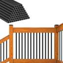 25 Pack Deck Balusters 38" x 3/4" Staircase Baluster, Diameter 3/4" Metal Deck Spindle and Stairs Railing,Hollow Square Black Deck Balusters for Deck Railing Porch